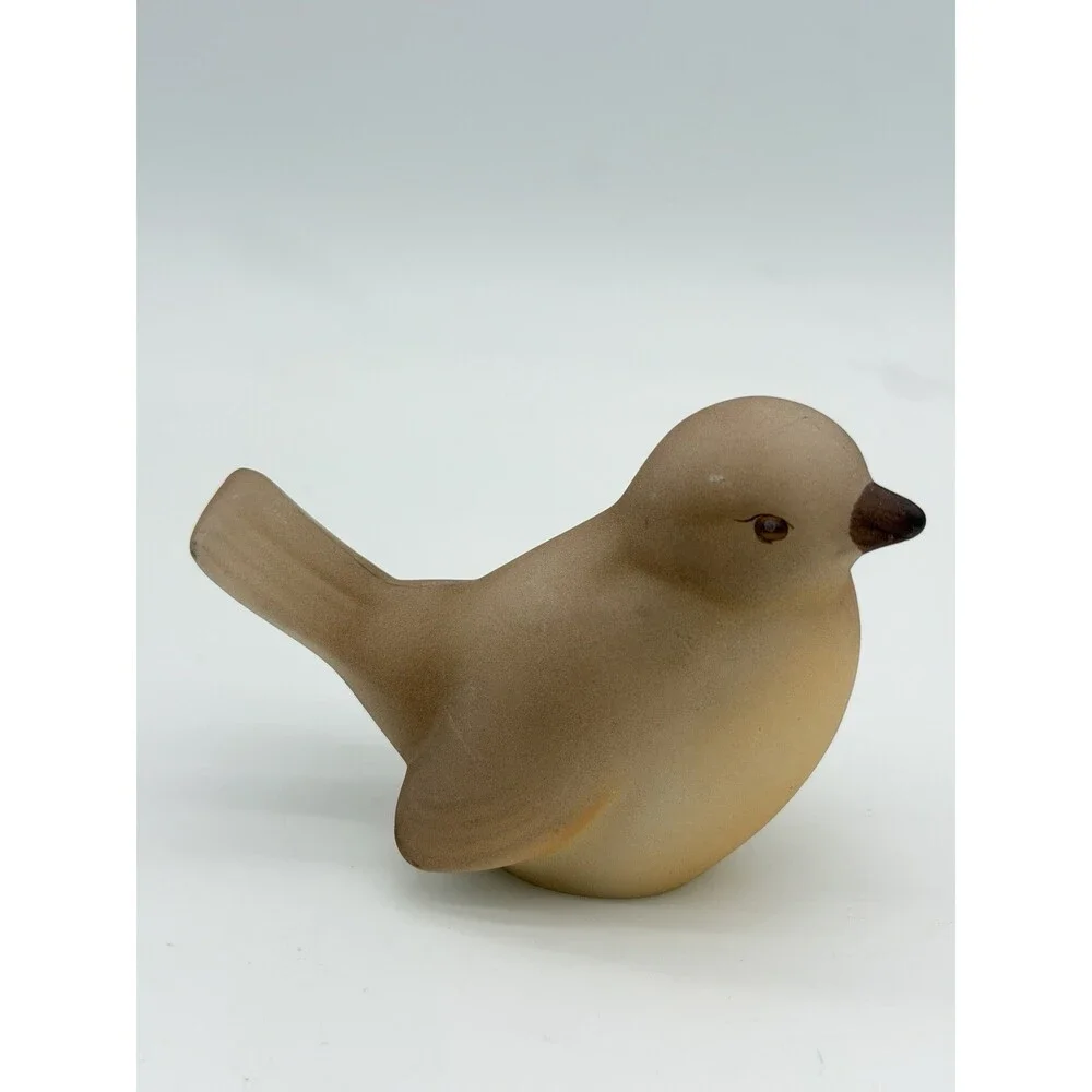 Fenton Art Glass Opal Satin Bird Robin Figurine Vintage Signed USA